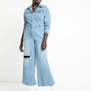 Eloquii Wide-Leg Denim Jumpsuit